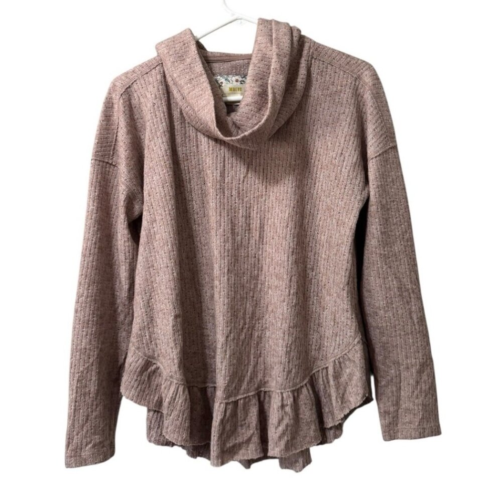 Anthropologie Maeve Cowl Addie Ruffled‎ Hacci Pullover Long Sleeve Sweater Sz XS